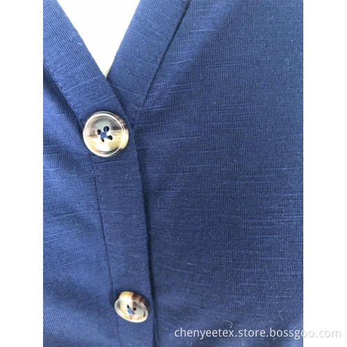 V-neck short - sleeved button top